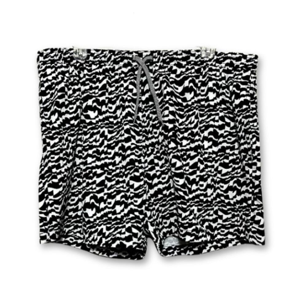 Open Edit Volley Swim Trunks Elastic Waistband Built-In Mesh Black/White XL NWT